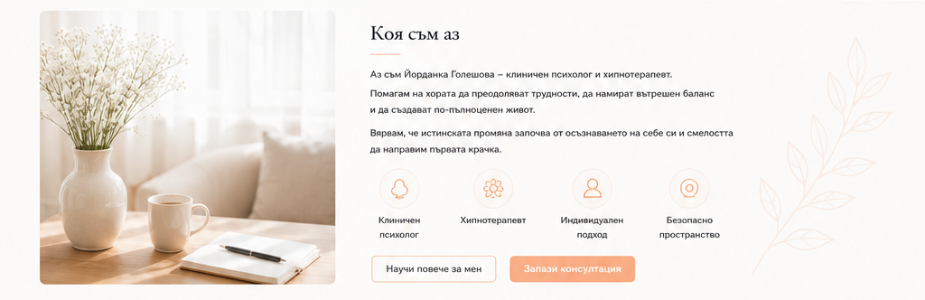Спокоен интериор с цветя, чаша и тефтер